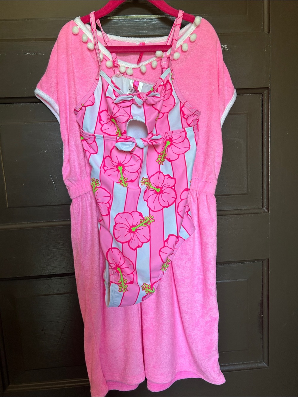 Betsey Johnson One-Piece Kids Swimsuit and Cover-Up; size 10